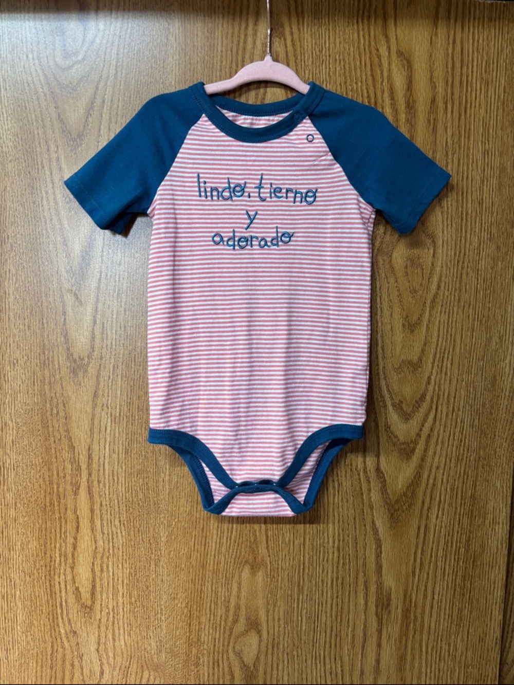 Cat & Jack Pink Striped One-Piece with Navy Trim